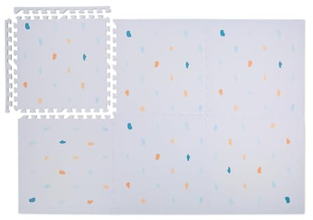 Relaxdays Puzzlematte 6er Set, gepunktete Spielmatte mit Rand, 60x60 cm, schadstofffreier Schaumstoff, Kindermatte, grau