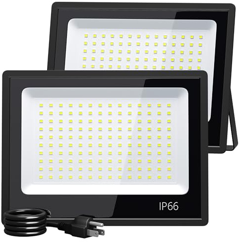XXBSAZ LED Flood Light Outdoor, High Power Commercial Work Light, IP66 Waterproof Daylight Super Bright Security Stadium Lights for Parking Lots, Warehouses, Yard (2, 100, Watts)