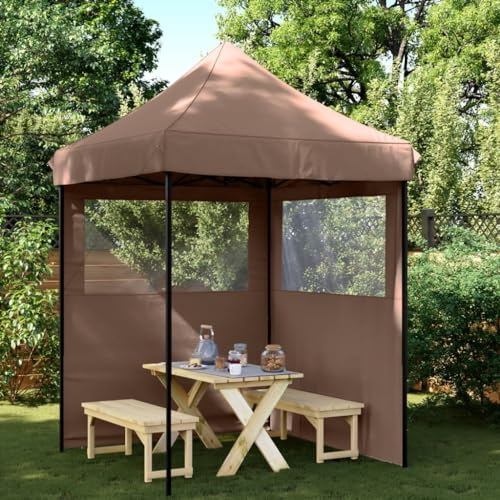 Gecheer Tente de Réception Pliable Escamotable avec 2 Parois latérales Tonnelle de Jardin, Gazebo Pavillon Extérieur Belvédère pour Camping, Festival, Fête, Marriage, BBQ, Terrasse, Plage Type E