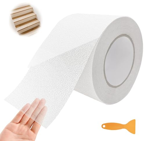 ROEOWENE Nastro Adesivo Antiscivolo per Scale Trasparente 10cmx10m Nastro Antiscivolo per Gradini Strisce Adesive Nastro Adesivo di Sicurezza Cinta Antideslizante per Scale Esterne,Interne