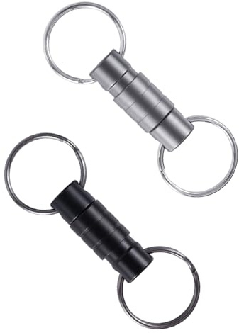Tinoaly 2 Pezzi Portachiavi a Sgancio Rapido, Portachiavi Staccabile con Meccanismo di Sicurezza Moschettone in Metallo per Chiavi Auto Borsa Accessori per Borse (Nero, Grigio)