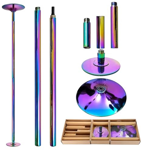 Professionale Palos Pole Dance da Casa Altezza Regolabile 216,1-279,4 cm, 45 mm, Rotante e Statico,Palos Pole Dance Portatile e Rimovibile per Club,Studio Fitness,Portata 149,6 kg-Multicolore