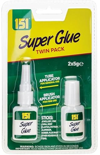 Super Glue Twin Pack – 2x5g Bottles with Tube & Brush Applicators Extra Strong Quick Drying Adhesive for Jewellery, China, Plastics, Pottery, Wood, Glass & Household DIY Repairs