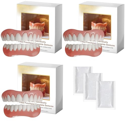 3 Paires Dentier Silicone Souple Prothese Dentaire Silicone Dentier Provisoire Pour Manger Naturelles Réalistes Elles Peuvent Masquer Dents Manquantes Cassées Ou Décolorées Avec 3 Gel Dentition