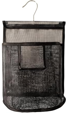 Sac à Pinces à Linge Suspendu Panier avec Crochet Rotatif 360 Degrés Noir | Sac en Maille PVC Respirante Avec Crochet Rotatif 360° Panier Suspendu Léger et Idéal pour le Rangement de la Maison