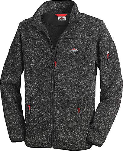 Stubai - Strick Fleecejacke Herren/Strickjacke mit Fleece Innenseite für Outdooraktivität, Strick Fleece Jacke mit Stehkragen und Reißverschluss ,Anthrazit-melè,L