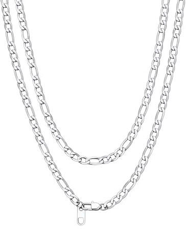Bandmax Collar Figaro Cadena Italiana 4mm y 50cm Acero Eslabones Inoxidable para Hombres Mujeres