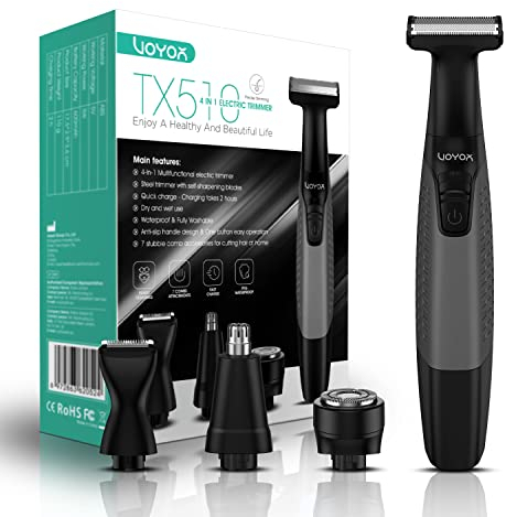 VOYOR Rasoio Elettrico Barba Impermeabile All-in-One, Tagliacapelli Uomo Professionale 11 Accessori inclusi, Regolabarba Uomo Rifinitore Barba Wet/Dry Ricaricabile Blu/Grigio TX510