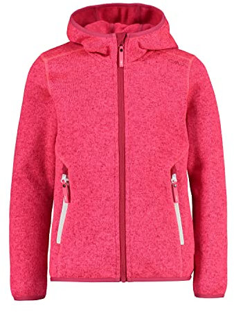 CMP, Knit Tech mélange fleece jacket with hood, GLOSS-FRAGOLA, 98, Gloss-Erdbeere