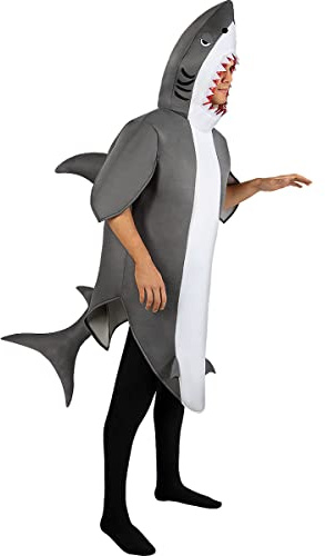 Funidelia | Costume da squalo per donna e uomo Animali, Pesce, Mare, Oceano - Costume per Adulto e accessori per Feste, Carnevale e Halloween - Taglia L - XL - Grigio/Argentato