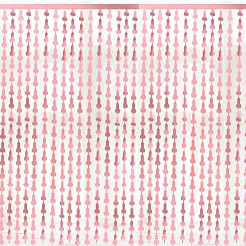 2 Pack Hen Party Accessories Tinsel Curtains| Rose Gold Foil Curtain Streamers Hen Do Decorations Foil Fringe Curtain| Hen Do Accessories Props Favours for Bridal Shower,Bachelorette Party Decorations