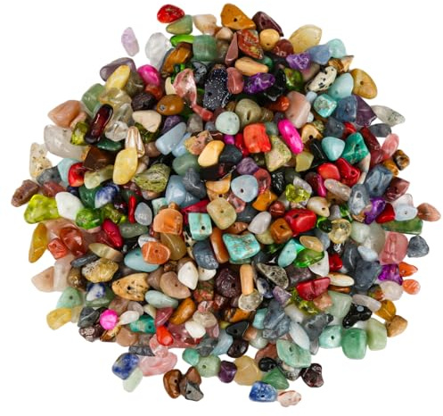 Jwogngls 1 låda/500 stycken ädelstenspärlor, 5-8 mm ädelstenar med hål natursten pärlor för att trä pastell halvädelstenar för ädelstenar gör-det-själv armband halsband örhängen smycken hantverk