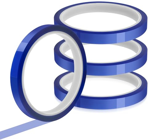 Sliverdew 4 Rollen Wärmeband für Sublimation 10 mm x 33 m hitzebeständiges Klebeband Blaues Hochtemperaturband keine Rückstände Thermotransferband für Elektronik Leiterplatte