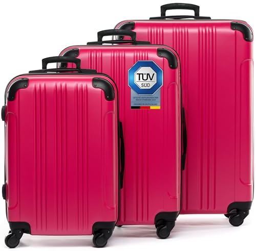 FERGÉ Set de 3 valises rigides à 4 roulettes QUÉBEC | Lot de 3 - Trolley Voyage | Ensemble de Bagages Rose