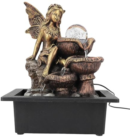 Fuente de Mesa Decorativa USB Bomba Silenciosa Luz LED para Sala de Estar, Fuente de Cascada de Escritorio Premium para Relajación
