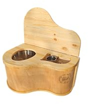 Toilette Sèche en Bois Naturel, Design Compact, avec Couvercle et Bac en Métal