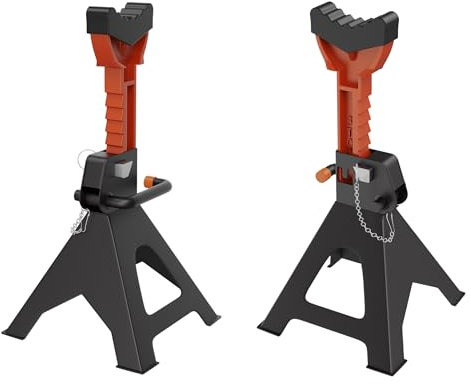 XMTECH Unterstellbock Tragfähigkeit 3T mit Sicherungssplint, Unterstellbock Höhenverstellbar 285-430mm Auto Böcke für PKW (2)