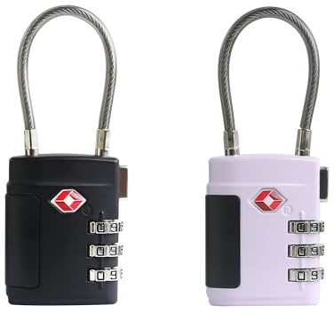 UP Security TSA - Cerraduras para equipaje, combinación de candados pequeños, cerraduras de equipaje aprobadas por la TSA, candados combinados con cable para maleta, taquilla de gimnasio, mochila