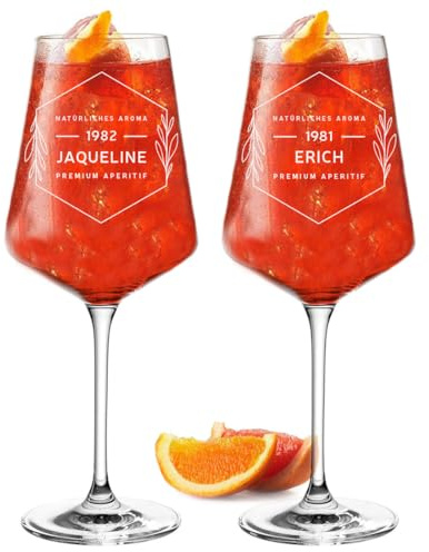 polar-effekt Aperol Spritz Bicchieri da vino da 560 ml, set da 2 pezzi, con incisione per donne, bicchieri personalizzati per intenditori, adatti per aperitivi, bevande e cocktail