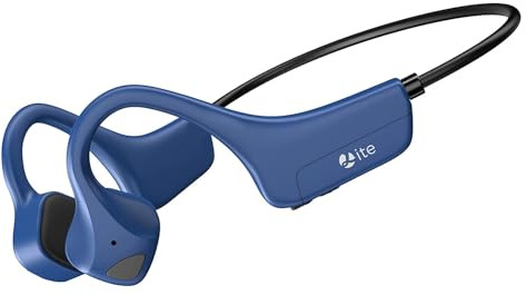 YouthWhisper Bone Conduction Headphones Bluetooth - Wireless Open-Ear Headset with Microphones Lightweight Sweat Resistant Waterproof Running Earphones, Long Battery Life(Blue)