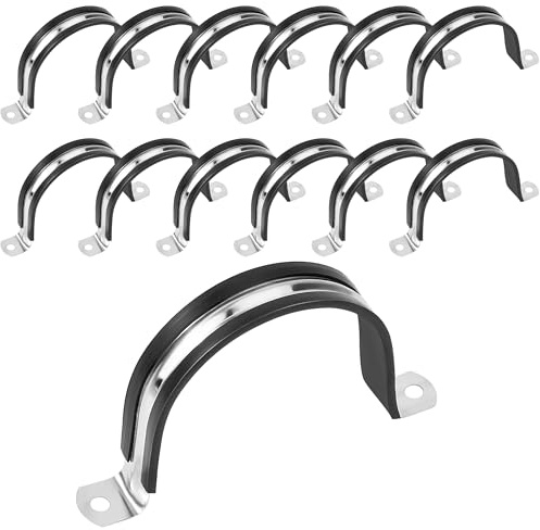 Songella Morsetto per Tubi 60mm Fascette per Tubi a U in Acciaio Inossidabile 304 con Cuscinetto in Gomma Fascette Stringitubo per Tubi 12 Pezzi