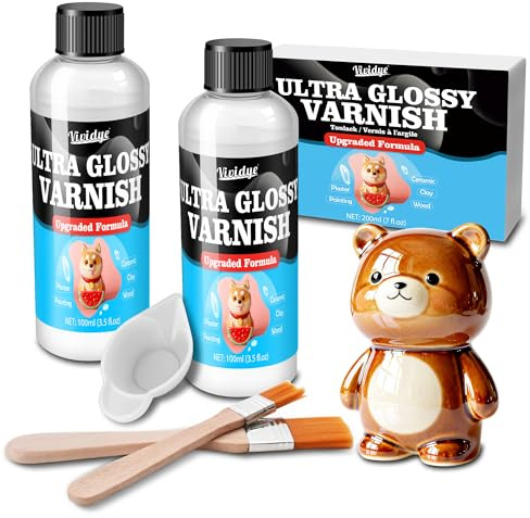 Vernice per argilla essiccante all'aria, vernice trasparente lucida per pittura a olio, colori acrilici, legno, gesso, ceramica sigillante, lucido, antigraffio, impermeabile, Gloss Varnish per Airdry