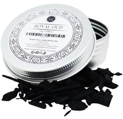 La Casa Degli Incensi Bakhoor Oud Royal [25 g], bois d'oud de qualité supérieure, parfum arabe intense, à brûler sur du charbon, effet parfumé longue durée pour la maison et les textiles
