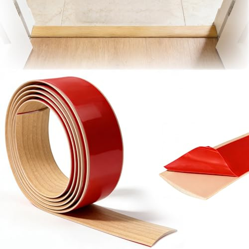 Profilo di Transizione Pavimento, Striscia di Transizione 2M x 5CM, Striscia di Soglia Autoadesiva in PVC, Striscia di Giunzione per Pavimenti in Laminato, Vinile e Piastrelle (Rovere Chiaro-2M5CM)