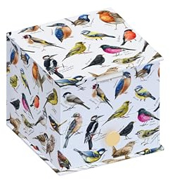 Garden Birds Memo Cube With Handmade Drawer, Decorative Memo Block Desk Organiser, Notepad, 400 Sheets Plain Square Paper, Tidy Cube For Storage, 11cm x 11cm, Practical & Re-usable
