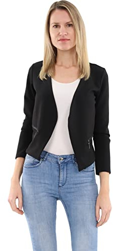 Malito dam blazer utan krage | Sakko i basic look | kort jacka med dragkedja | jacka – blouson 6040