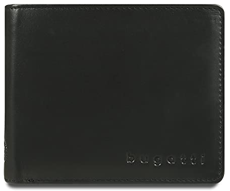 bugatti Primo Geldbeutel Männer RFID Leder - Geldbörse Herren Schwarz - Portmonaise Portemonnaie Portmonee Brieftasche Wallet Ledergeldbeutel