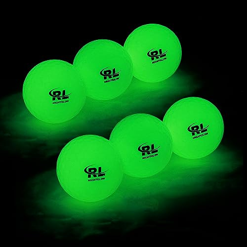 R&L Pelotas de Golf Brillantes para Deportes nocturnos, Pelota de Golf Fluorescente Que Brilla en la Oscuridad, Bolas Luminosas Brillantes de Larga duración, Recargables con Linterna UV, Incluidas