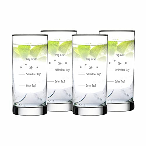 4youDesign 4-er Set Gin-Gläser | Guter Tag! Schlechter Tag! | Geschenkidee für Männer und Frauen | Geschenk zum Geburtstag, Weihnachten, Valentinstag | Füllmenge pro Glas 485 ml