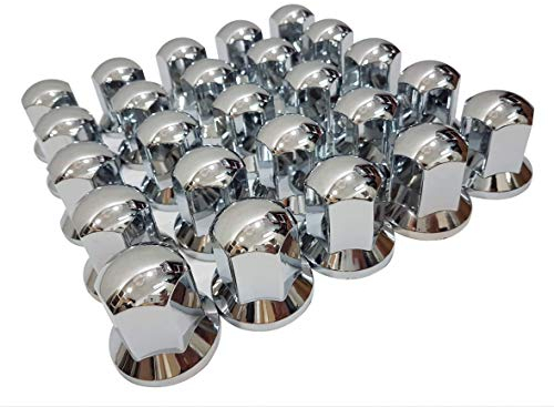 24/7Auto - 30 tapas de tuerca de 30 mm de plástico cromado para ruedas, camiones, remolques