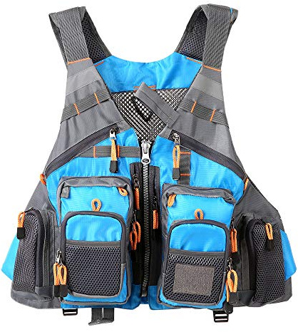 Fly Fishing Vest, Fishing Safety Life Jacket for Swimming Sailing Boating Kayak Floating Multifunction Breathable Backpack for Men and Women Vest/Kayak (Sky Blue, with Foam)