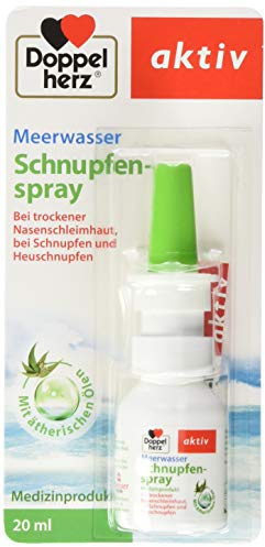 Doppelherz Meerwasser Schnupfenspray – Spray mit pflegendem Minz- und Eucalyptusöl zur Reinigung und Befeuchtung der Nasenschleimhaut – 1 x 20 ml