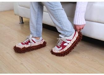 MoonyLI 2 * Floor Mop Shose, Washable Chenille Fibre House Floor Cleaning Dust Mop Slippers Foot Socks Mop Shoes Microfibre Wiper Multifunctional Floor Mop Cover, Green
