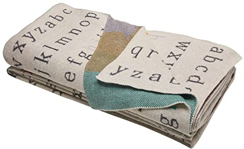 HANS NATUR Bio Babydecke 100% Bio-Baumwolle (KBA) GOTS Zertifiziert, ABC, 130 x 170 cm