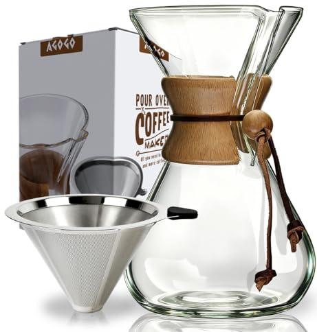 AGOGO Verser Over Set Cafetière avec filtre 10 tasses