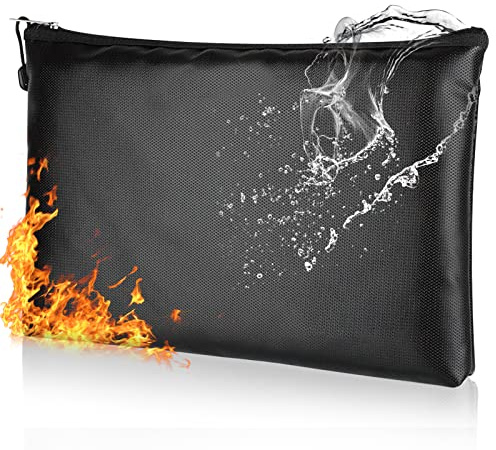 Dokumententasche Tresor Feuerfest Wasserdicht, Feuerfeste Dokumentenbox Geldtasche für A5 Dokumente, Aufbewahrungstasche mit Reißverschluss (29 * 20CM)