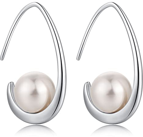 Perlenohrringe Silber 925 Hängend Damen Ohrringe Silber Perlen Ohrhänger Hängende Ohrringe