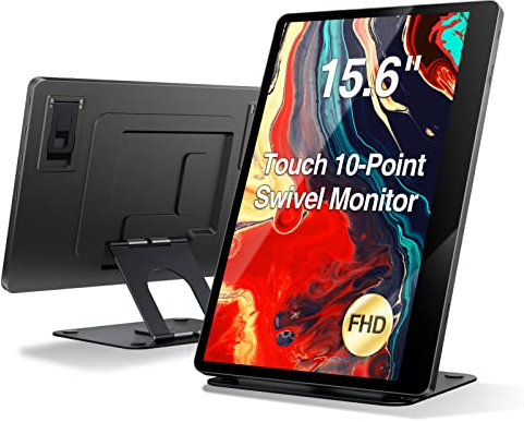 Teamgee Portable Monitor Touchscreen, 15,6'' PC Bildschirm mit 360° Stand & Keyboard, 1080P FHD tragbarer monitor, für Laptop PC Phone Xbox Switch PS5/4 Raspberry pi