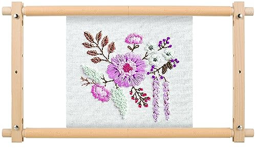 Embroidery Frame Needlepoint Embroidery Tapestry Scroll Frame Beech Wood Cross Stitch Frame Removable Needlepoint Stretcher Frame Stitching Frame Square Tool for Embroidery Lovers