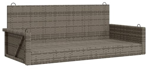 vidaXL Panchina Dondolo Grigia 119x56x48 cm in Polyrattan, Seduta sospesa, Seduta a Dondolo da Giardino, Seduta a Dondolo in polyrattan