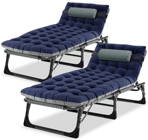 Ryuhic 2Pack Folding Camping Beds for Adults, Heavy Duty Outdoor Camping Cot with Mattress, Oversized Portable Sleeping Bed for Camp Home Office Use