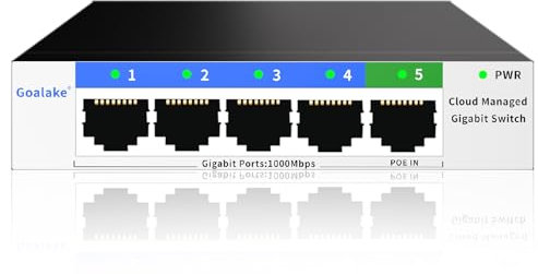 5-Port Gigabit Switch,Easy Smart Managed,Plug & Play,Desktop/Wall-Mount,Sturdy Metal,Home Network Hub,Office Ethernet Splitter,Silent Operation,Support QoS,Vlan,DHCP,Web Interface/Phone App Monitor