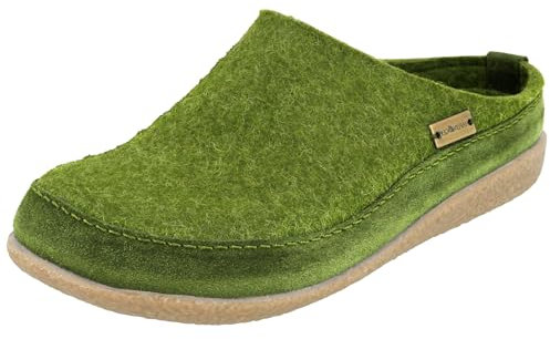 HAFLINGER Damen Pantoffel Herren Filz Hausschuh Blizzard Skane 718025, Größe:45 EU, Farbe:Grün