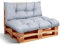 PFM HOME Palettenkissen Outdoor-Kissen Wasserdicht für Palettensofa Palettenmöbel Europaletten - Gartenkissen - 1 x Rückenkissen 120 x 40 cm + 1 x Sitzkissen 120 x 80 cm - Hellgrau
