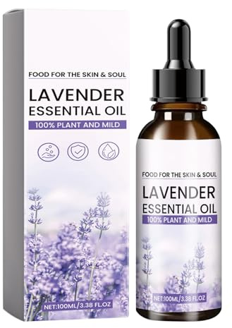 Aceites Esenciales Aceite de Lavanda 100 ml, Hidratante Y Nutritiva Piel Y, Aceites Fragantes Para Difusor, Humidificador, Relajante, Masaje, Baño