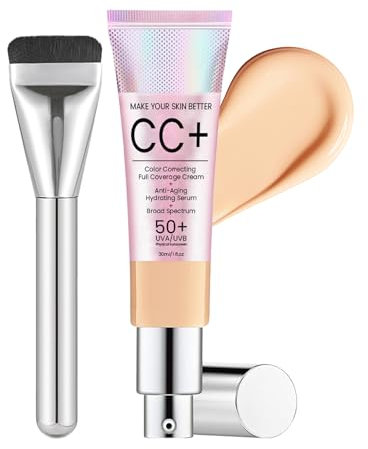 CC Cream,CC+ Cream Natural Concealer, Anti-Aging Color Correcting Full Coverage Foundation, Moisturizing Moisturized Skin Foundations, Make Your Skin But Better, with brush (#02)